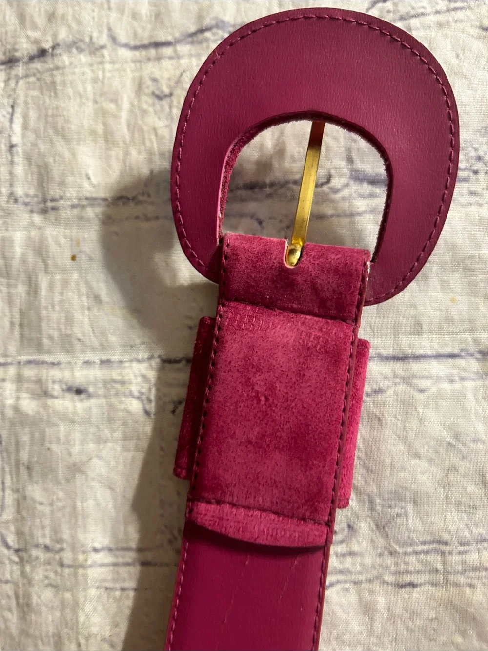 SOSTANZA GENUINE PIG SUEDE HOT PINK BELT AND LEJON PIG SUEDE BLACK BELTS SIZE S